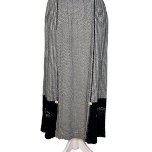 Maxi Skirt Sz M Alexandria Pierce Pockets Elastic Waist Unique Design Gray Navy